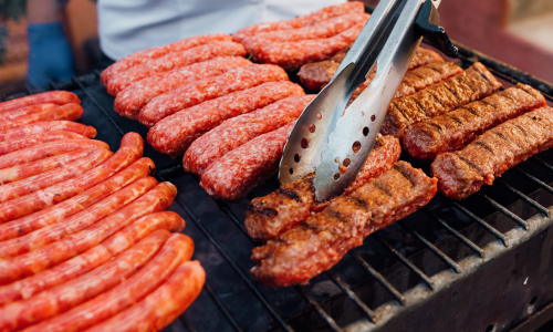 Sausages on grill